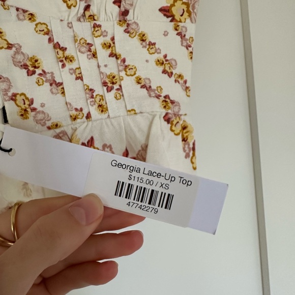 For Love And Lemons Floral Crop Top - Cream and Red - Picture 5 of 6